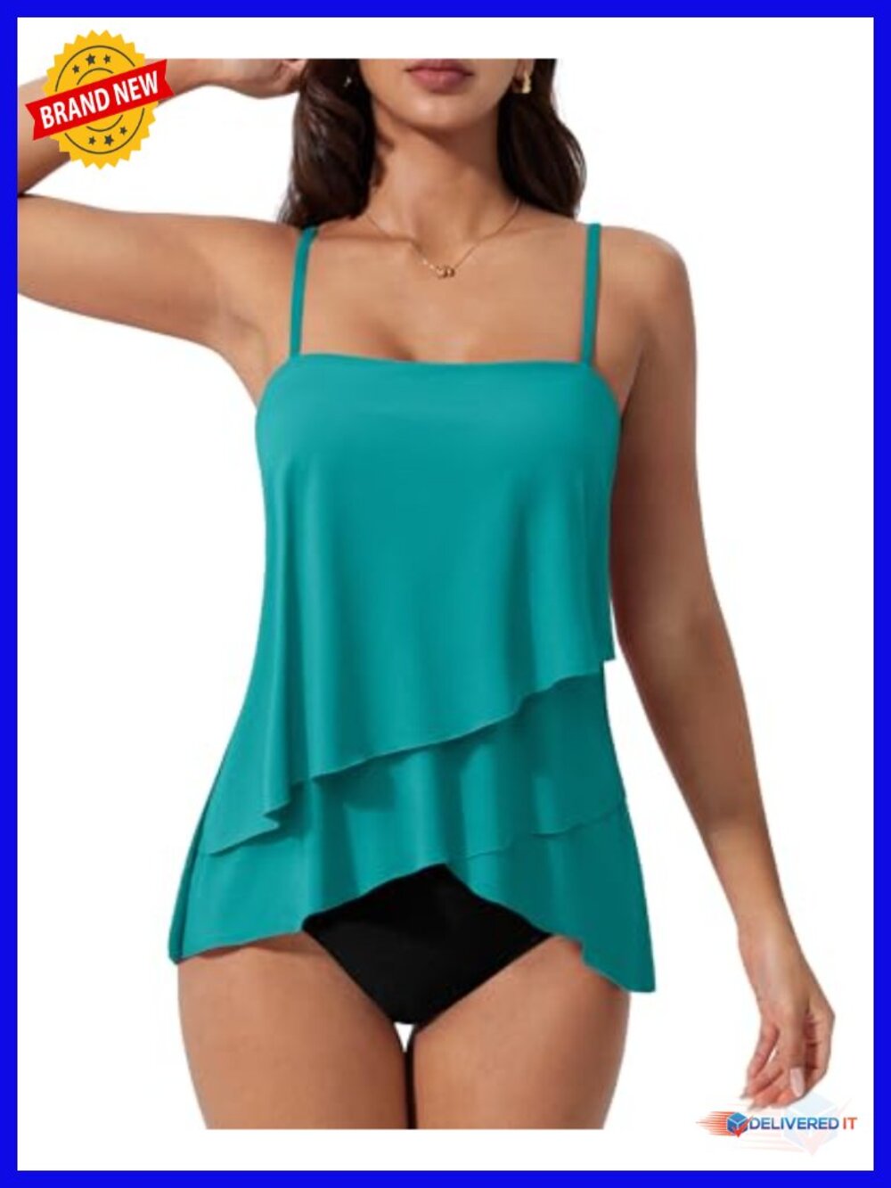 Tummy Control Tankini Swimsuit Ruffle High Waisted Two Piece Bathing Suit